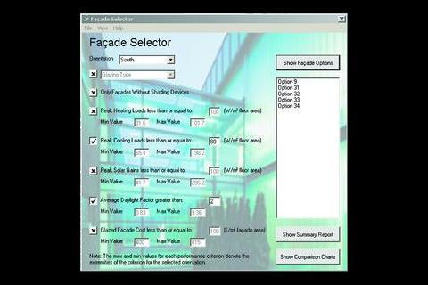 FIGURE 1: The main selection window of the Facade selector.